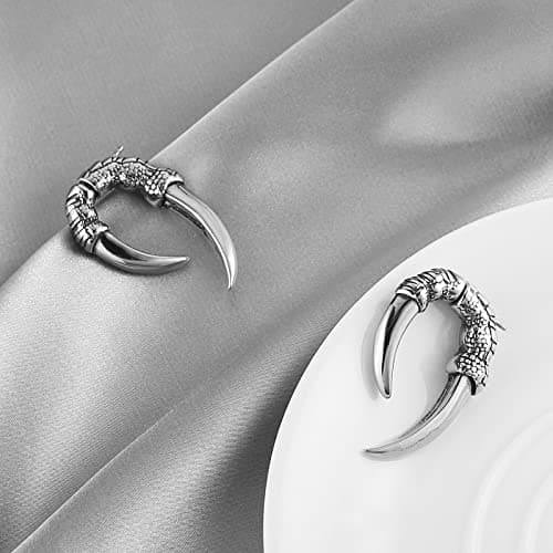 HZMAN Stainless Steel Dragon Claw Stud Earrings for Men & Women Gothic Punk Jewelry