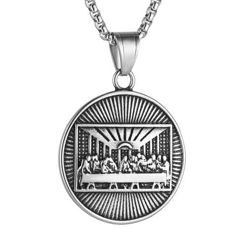 HZMAN Stainless Steel Last Supper Necklace for Men