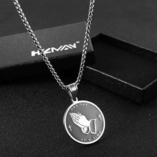 HZMAN Gold Stainless Steel Bible Verse Prayer Jewelry Pendant