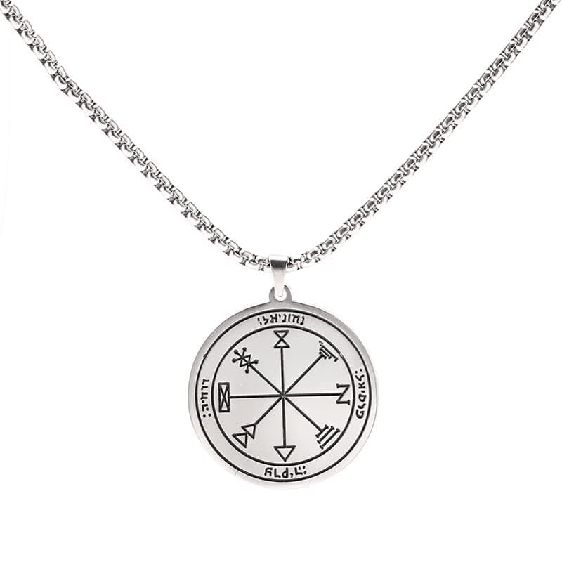 TEAMER Gold Stainless Steel Key of Solomon Pendant Necklace - Wiccan Talisman Jewelry for Men and Women