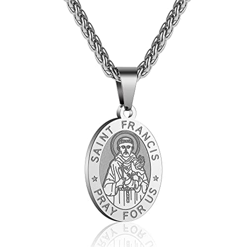 Stainless Steel Catholic Patron Saints Necklace 24 Inches