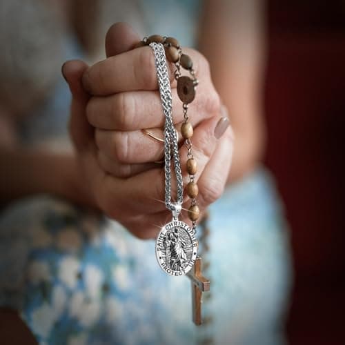 Saint Christopher Necklace - Blessing for Safety & Protection, Gift for Men, Women, Family