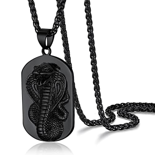 PROSTEEL 316L Stainless Steel Snake Cross Necklace, Adjustable 22"-24", Box Included