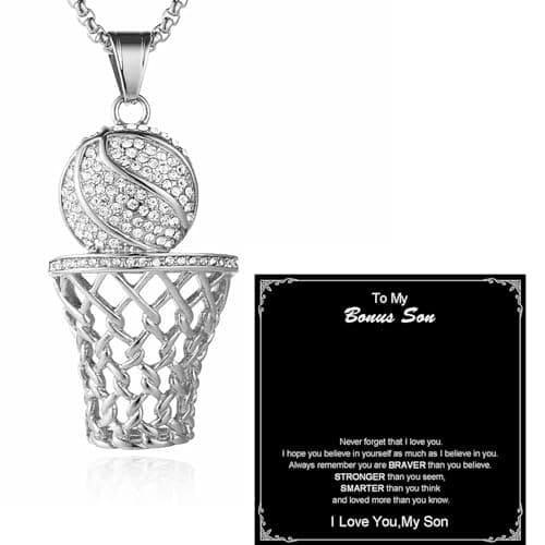 Basketball Hoop Necklace Stainless Steel Gold Plated Jewelry Gift