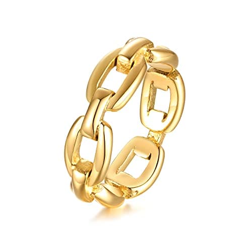 VNOX 18K Gold Plated Silver Stainless Steel Cufflink Ring for Women