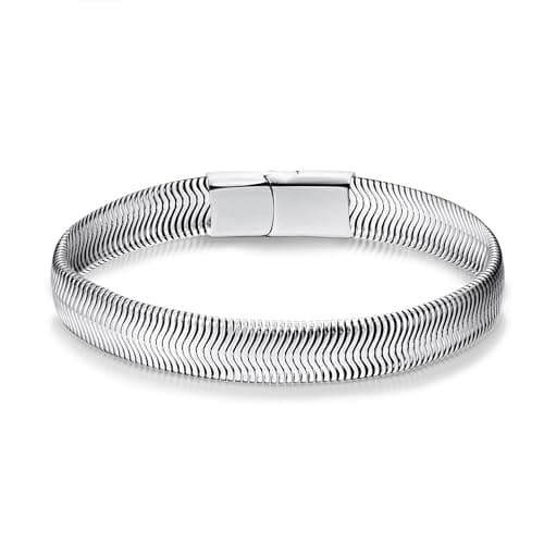 Stainless Steel Magnetic Clasp Mens Franco Chain Bracelet
