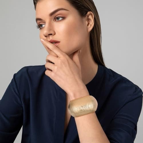HZMAN Thick Wide Chunky 7.0 Inch Bangle Bracelet for Women