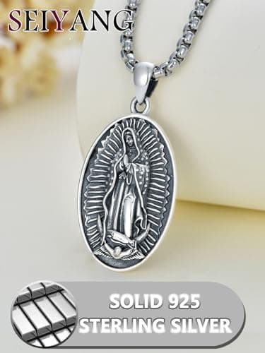 Seiyang Saint Necklace - 925 Sterling Silver Patron Amulet for Men and Women (with Gift Box)