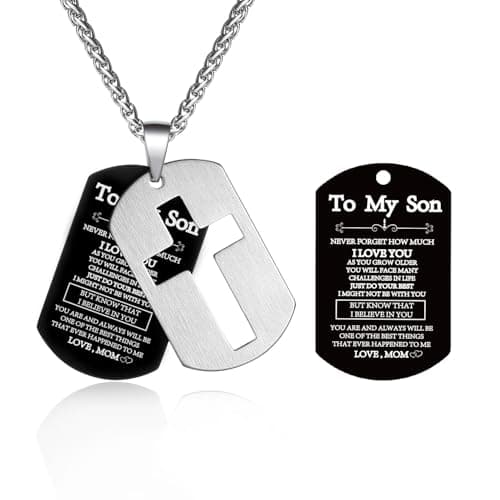 Stainless Steel Cross Necklace for Men and Boys with Lord's Prayer Pendant