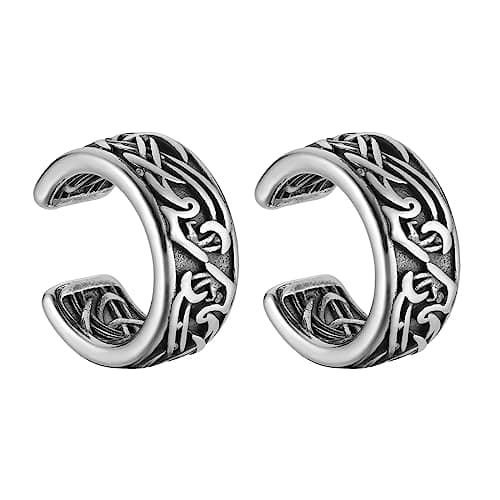 Celtic Knot Ear Cuff Earrings Stainless Steel Clip On Retro Knot Pattern Jewelry Gift for Men Women