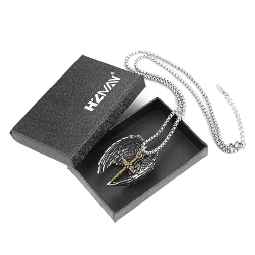 HZMAN Angel Wing Necklace - Stainless Steel Faith Pendant Jewelry
