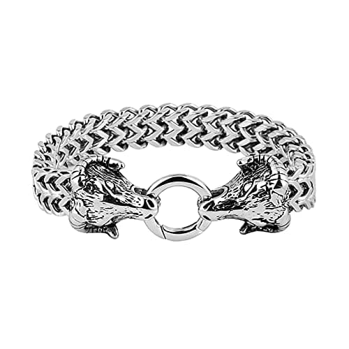 Retro Dragon Head Bracelet Stainless Steel Gothic Punk Black Dragon Bangle Cuban Chain Link Bracelet Biker Party Jewelry Gift