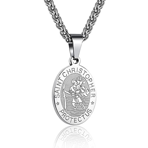 Stainless Steel Catholic Patron Saints Necklace 24 Inches