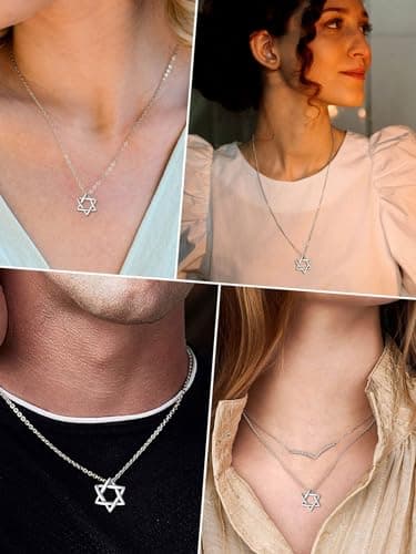 FaithHeart Sterling Silver Star of David Pendant for Women & Men