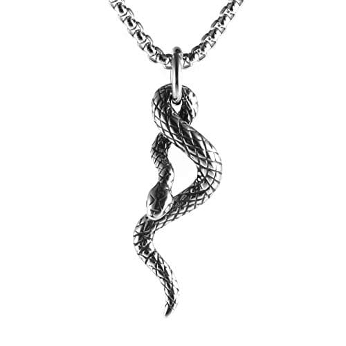 Men's Gothic Snake Pendant Chain Necklace, Stainless Steel