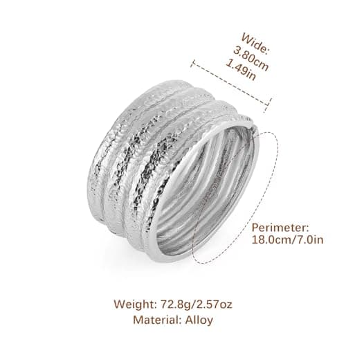 HZMAN Thick Wide Irregular Open Hinge Bracelet for Women