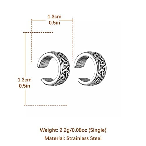 Celtic Knot Ear Cuff Earrings Stainless Steel Clip On Retro Knot Pattern Jewelry Gift for Men Women