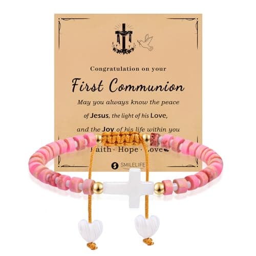 Smilelife Inspirational Cross Bracelet & Blessing Card for Boys & Girls, Easter & Communion Gift