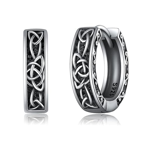 Celtic Knot Hoop Earrings 925 Sterling Silver Vintage Irishmens Women