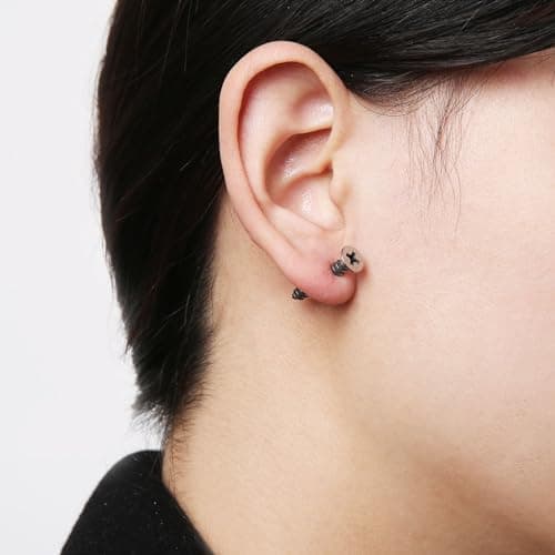 Stainless Steel Gothic Punk Screws Earring for Men and Women