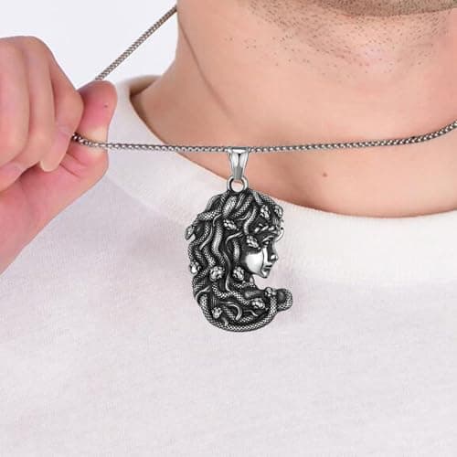 FeiYeup Ouroboros Snake Pendant Necklace for Men and Women