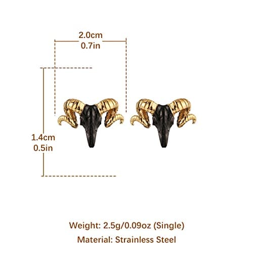 HZMAN Goat Head Stud Earrings Stainless Steel Biker Jewelry Gift