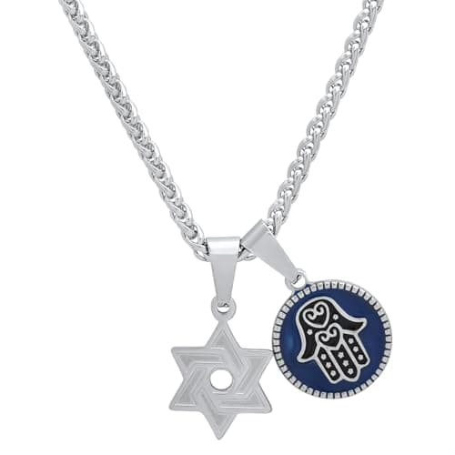 STEELTIME NYC Men's Stainless Steel Star of David Pendant Necklace - Jewish Men's Accessory