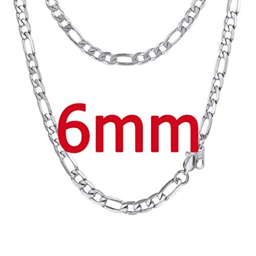 PROSTEEL Black 18K Gold Plated 316L Stainless Steel Figaro Chain Necklace, 14-30inch