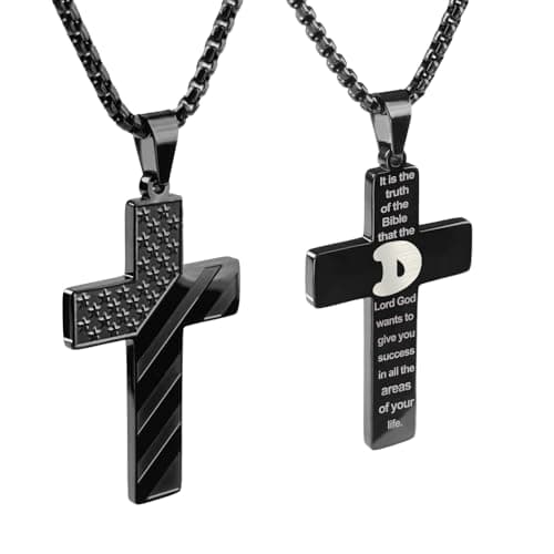 Premium Men's REGIS Cross Necklace with 24-Inch Lord's Prayer Pendant
