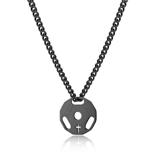 Stainless Steel Dumbbell Barbell Pendant Necklace