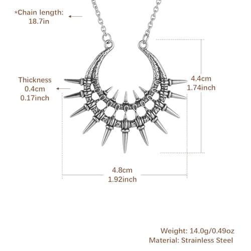 HZMAN Gothic Spike Pendant Necklaces for Men & Women Stainless Steel Geometric Sunflower Jewelry
