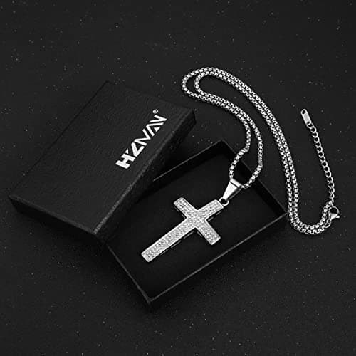 Iced Out Cross Pendant 18k Gold Plated Stainless Steel Hip-Hop Necklace for Men