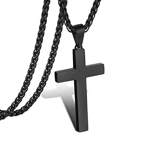 P. Blake Men's & Boys' Stainless Steel Cross Pendant Necklace with 16-24 Inch Chain