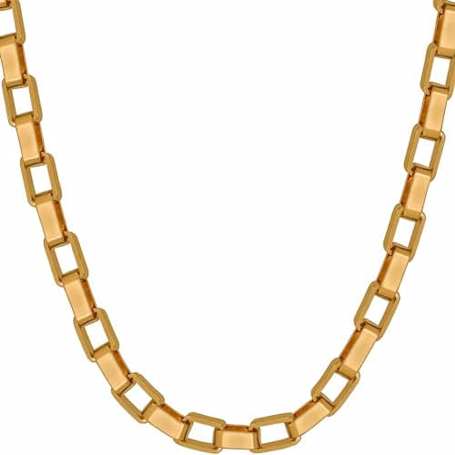 24k Gold Plated Paperclip Chain Necklace for Men and Women