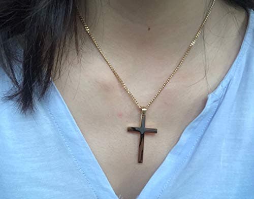 Dubai 24K Gold Cross Necklace for Men and Women, Thin Miami Cuban Link Pendant