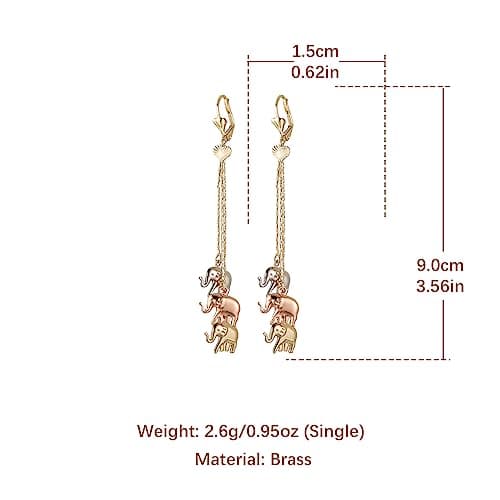 Elephant Dangle Drop Earrings for Women and Girls