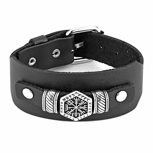 HZMAN Leather Braided Viking Bracelets for Men - Biker Vintage Talisman Jewelry Gift