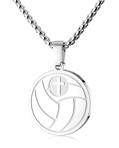 Stainless Steel Sports Pendant Necklace with Bible Verse - Luke 1:37
