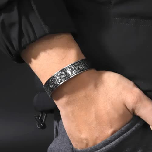 Cooltime Ancient Nordic Tree of Life Odin's Raven Magnetic Bracelet