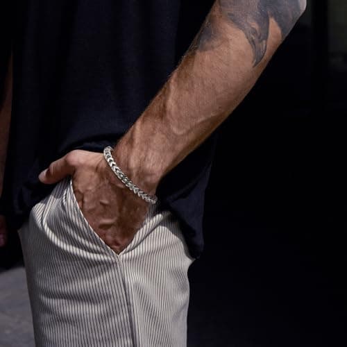 HZMAN Franco Stainless Steel Square Box Chain Bracelet for Men 7-9 Inch