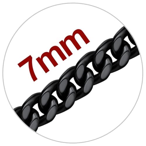 Black 14K Gold-Plated U7 Stainless Steel Cuban Chain, 5mm-12mm, 18-30 inches