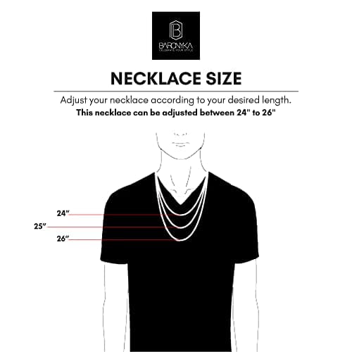 Baronyka Men's Stainless Steel Star of David Necklace, 24" with Extension
