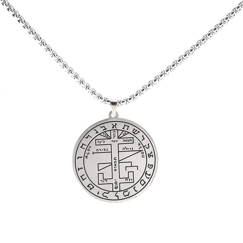 TEAMER Gold Stainless Steel Key of Solomon Pendant Necklace - Wiccan Talisman Jewelry for Men and Women