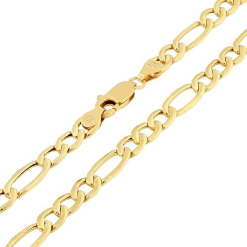 Nuragold Real Yellow Gold Figaro Chain Necklace (16"-30")