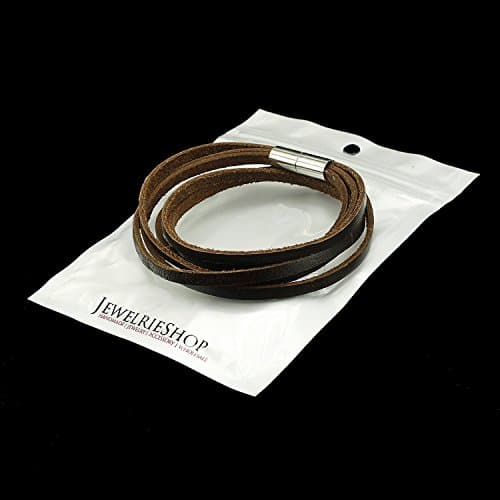 JEWELRIESHOP Monotone Rough Finish Genuine Leather Wrap Bracelet