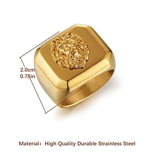 HZMAN Gold Lion Head Ring