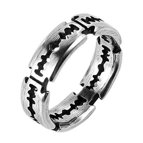HZMAN Men's Gothic Stainless Steel Double Edge Blades Ring