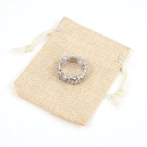 HZMAN Stainless Steel Irregular Potholed Ring for Men and Women