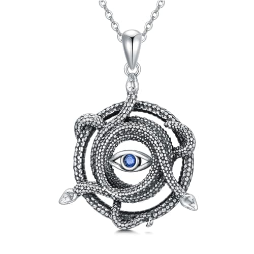 Silikepa 925 Sterling Silver Mysterious Snake Pendant Necklace