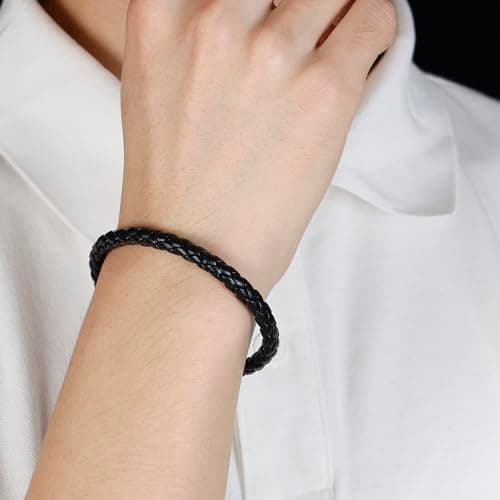 Eigso Wooden Bead PU Leather Cuff Bracelet for Men & Women